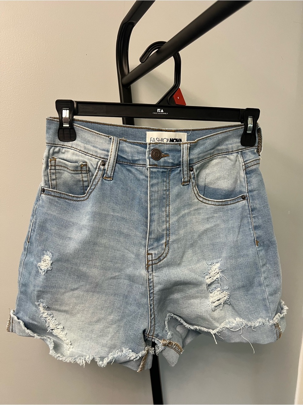 Fashion Nova Light Wash Distressed Denim Shorts